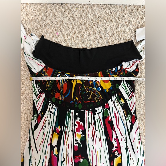 Eva Varro Scoop Neck Off Shoulder Artsy Tunic Top Blouse Size M - Picture 5 of 5